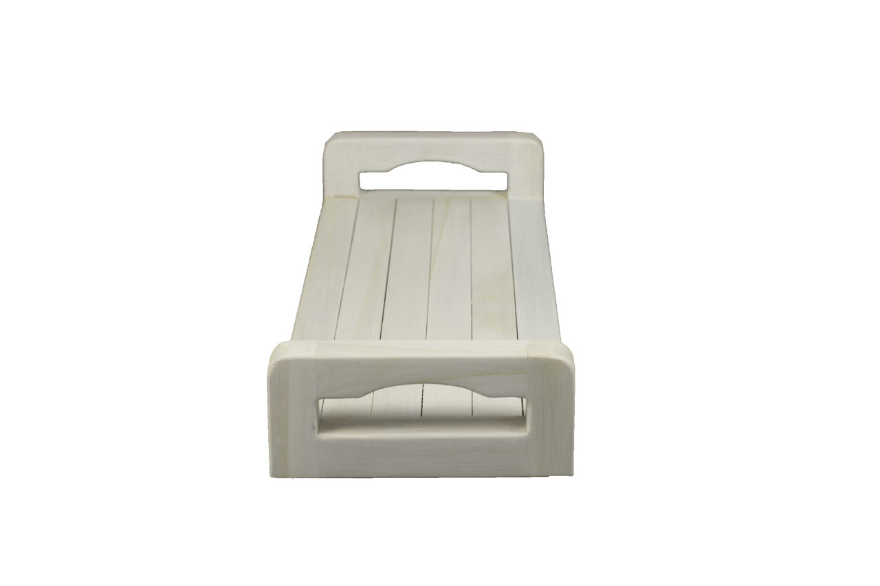 CoastalVogue® Eleganto® 29" Teak Wood Bath Tray with LiftAide® Arms in White Driftwood Finish