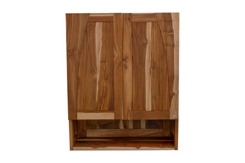 EcoDecors Tranquility 24" Teak Wood Wall Cabinet in EarthyTeak Finish