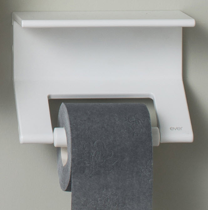 Duality™ White Slim Line Hybrid™ Floating Shelf With Toilet Paper Holder, Towel Holder & Grab Bar